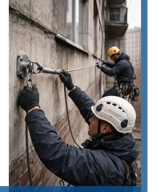 Монтаж анкерных линий в Кирове-Чепецке от 3262 р. | ВЫСОТНИК-Крв