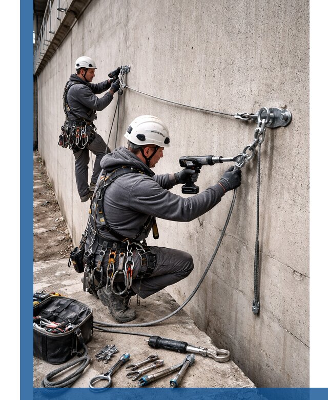 Монтаж анкерных линий высотной безопасности в Кирове-Чепецке