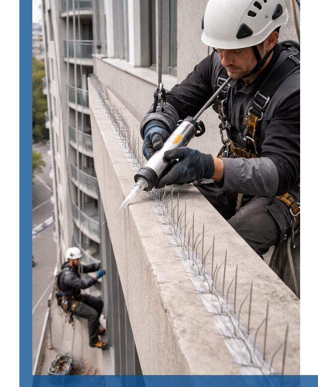 Установка шипов от птиц на фасадах и кровлях в Кирове-Чепецке